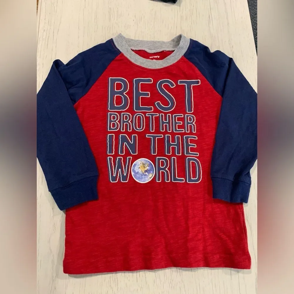 Big Bro and Best Brother Kids T-Shirts - Red and Black - Picture 5 of 8